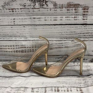 Miss Heel Clear and Gold Heels